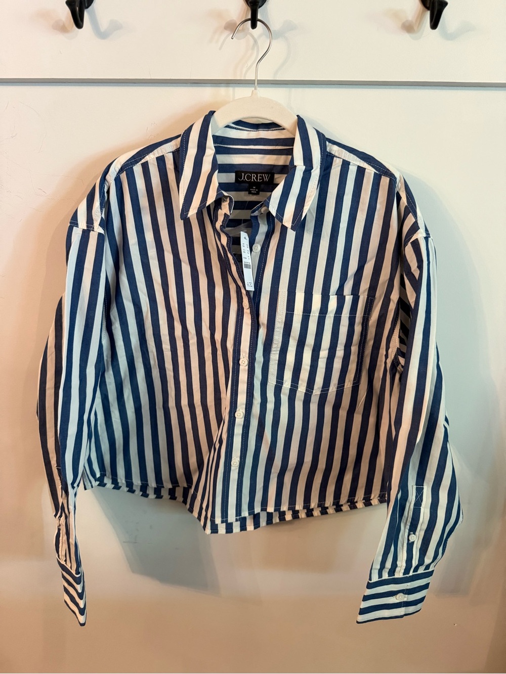 J.Crew Etienne Crop Blue & White Stripe Shirt NWT